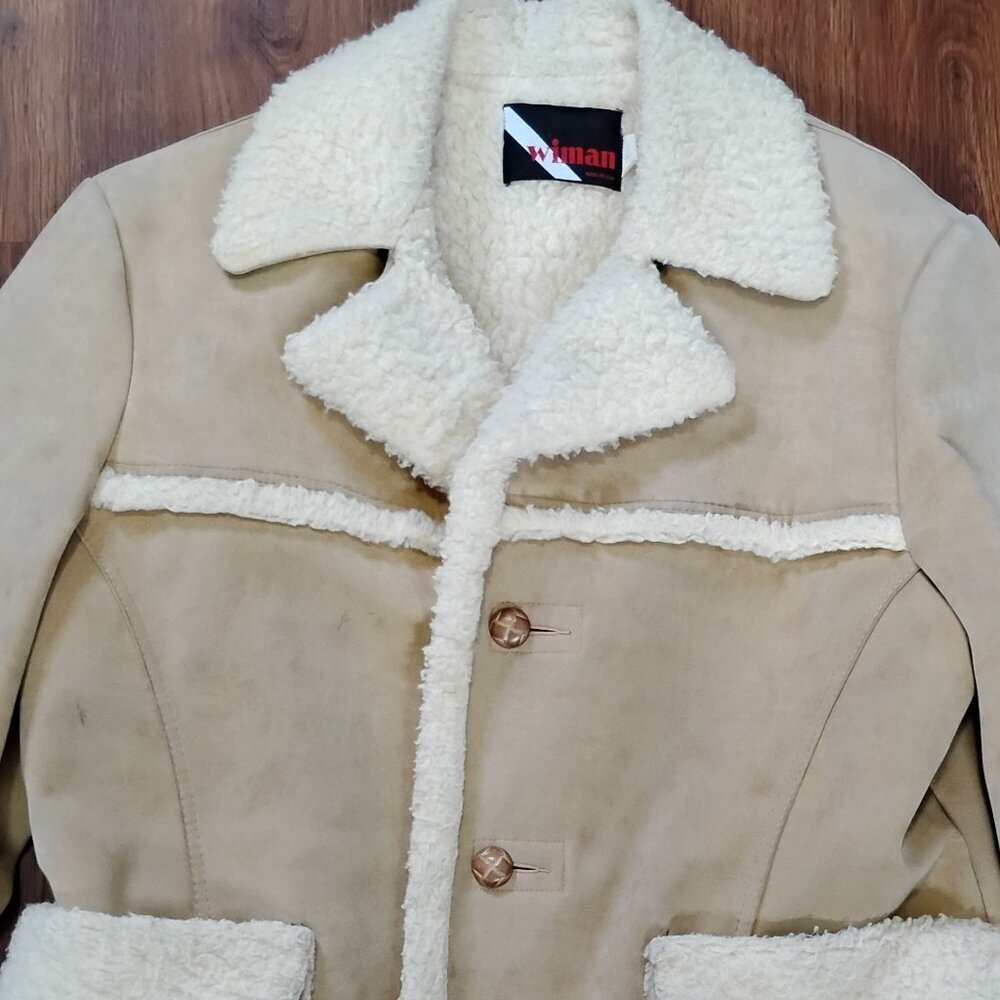 Vintage Wiman Faux-Suede Rancher Sherpa Lined Coat Jacket